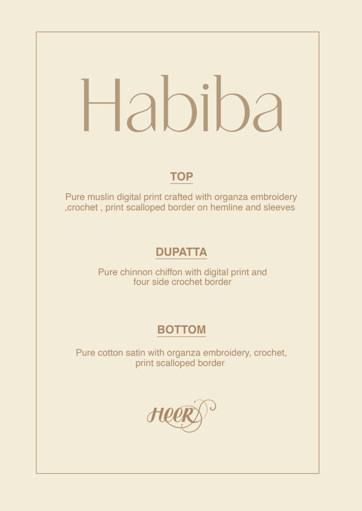 Kimora Heer Habia Muslin Silk Digital Print With Heavy Embroidery Suits