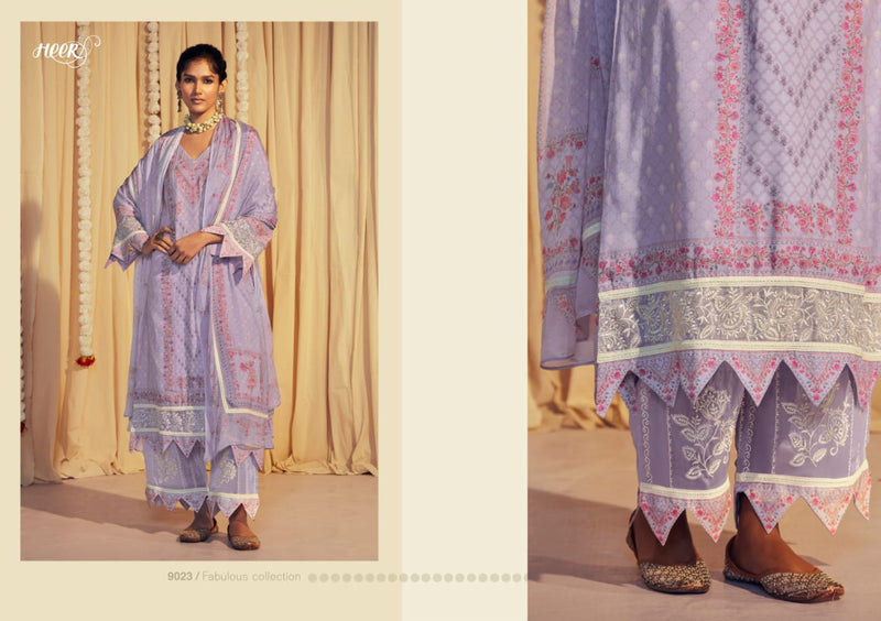 Kimora Heer Habia Muslin Silk Digital Print With Heavy Embroidery Suits