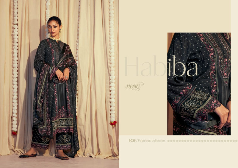 Kimora Heer Habia Muslin Silk Digital Print With Heavy Embroidery Suits