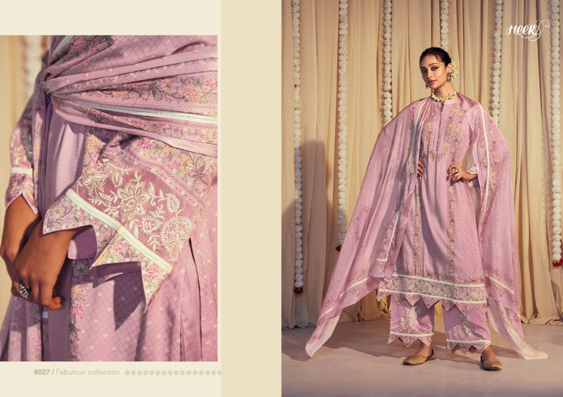 Kimora Heer Habia Muslin Silk Digital Print With Heavy Embroidery Suits