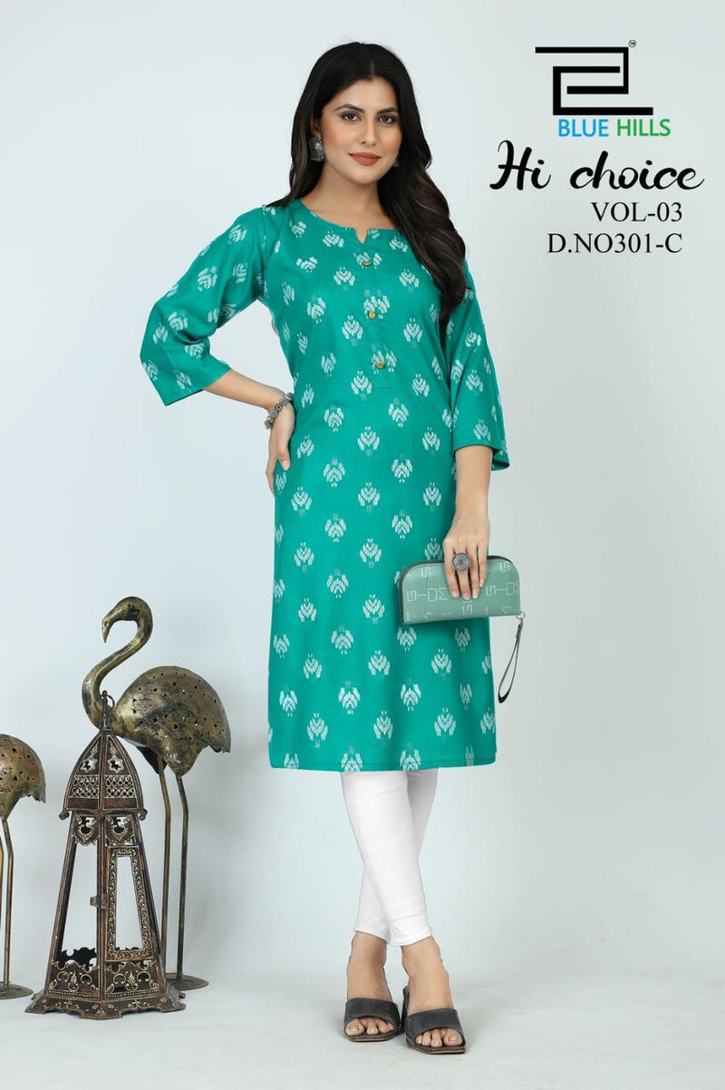 Blue Hills Hi Choice Vol 3 Rayon Straight Fancy Every Occasion Kurti