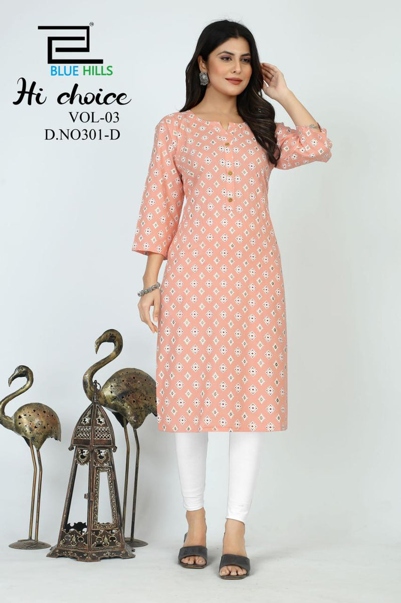 Blue Hills Hi Choice Vol 3 Rayon Straight Fancy Every Occasion Kurti
