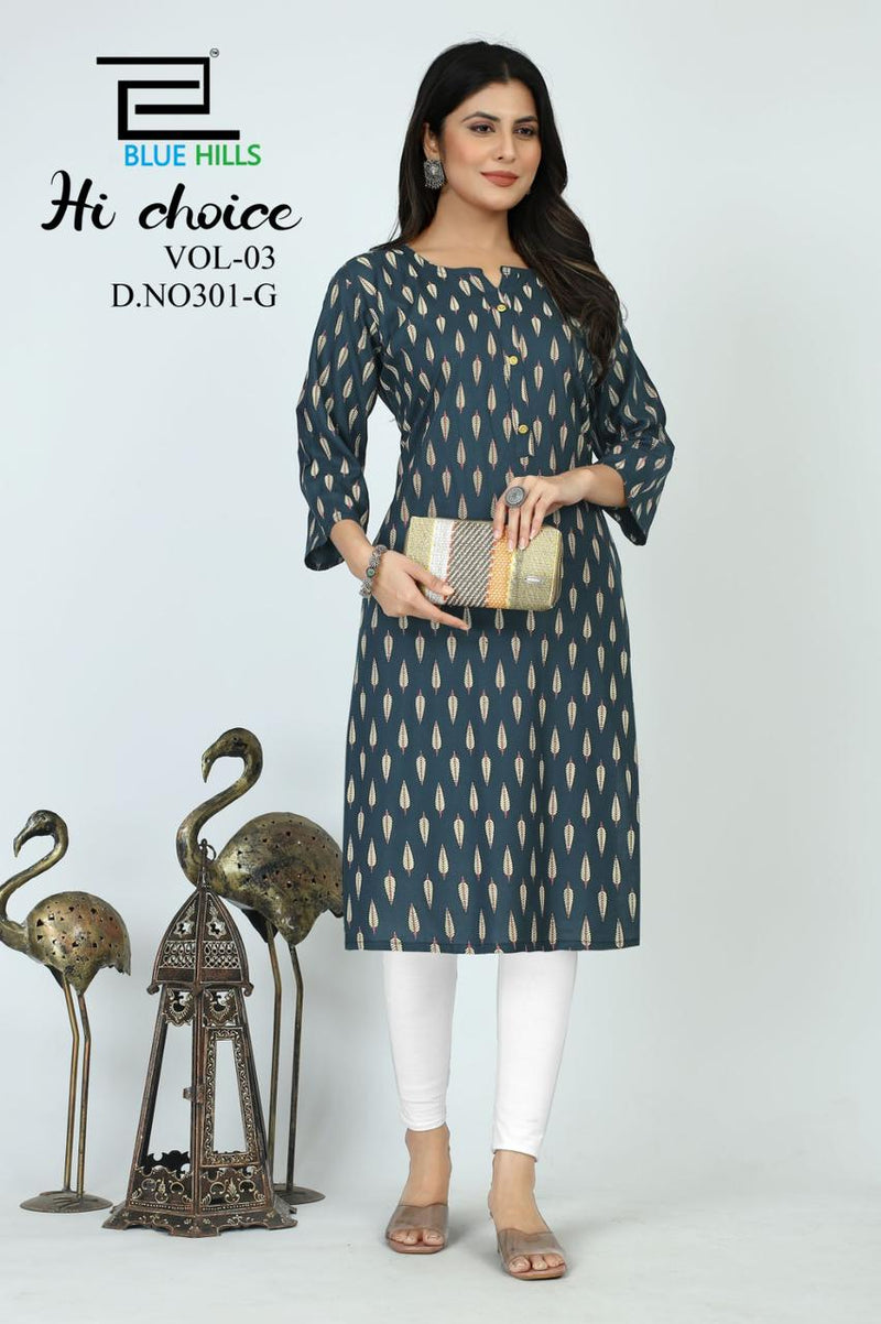 Blue Hills Hi Choice Vol 3 Rayon Straight Fancy Every Occasion Kurti