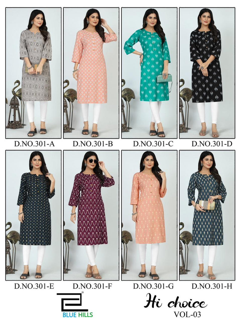 Blue Hills Hi Choice Vol 3 Rayon Straight Fancy Every Occasion Kurti