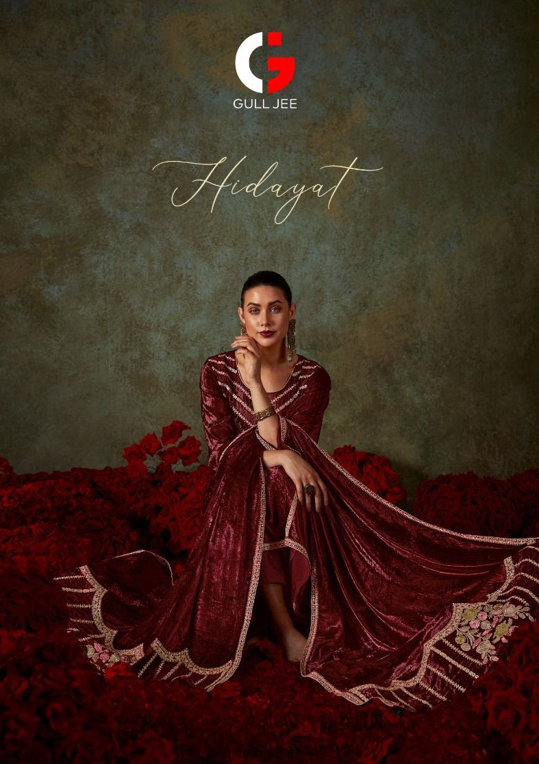 Deepsy Suits Gull Jee Hidayat Velvet With Heavy Embroidered Classic Suits