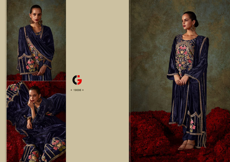Deepsy Suits Gull Jee Hidayat Velvet With Heavy Embroidered Classic Suits