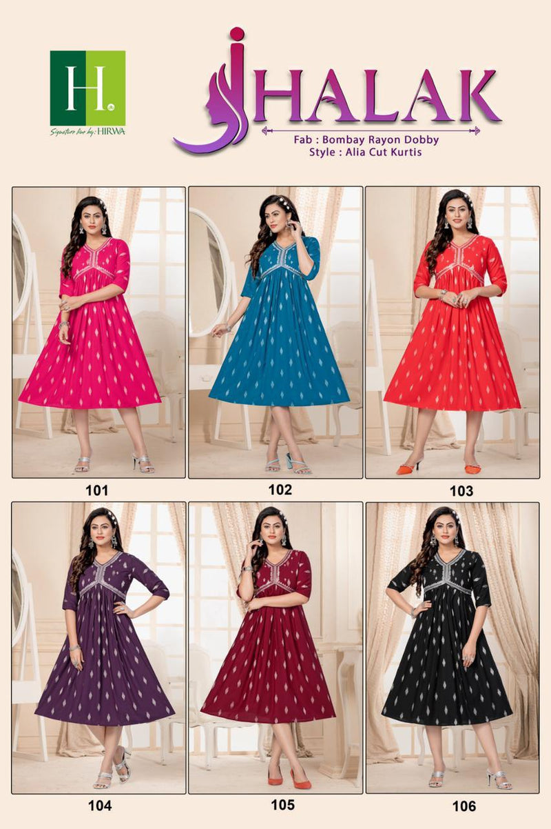 Hirwa Jhalak Rayon Jacquard Heavy Embroidered Readymade Kurti Collection