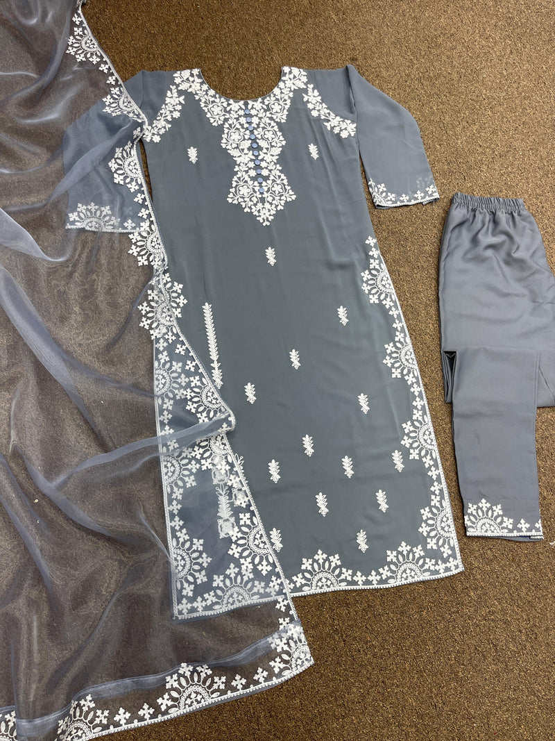 Hk DNO Hk 1535 Georgette With Fancy Embroidery Pakistani Kurtis