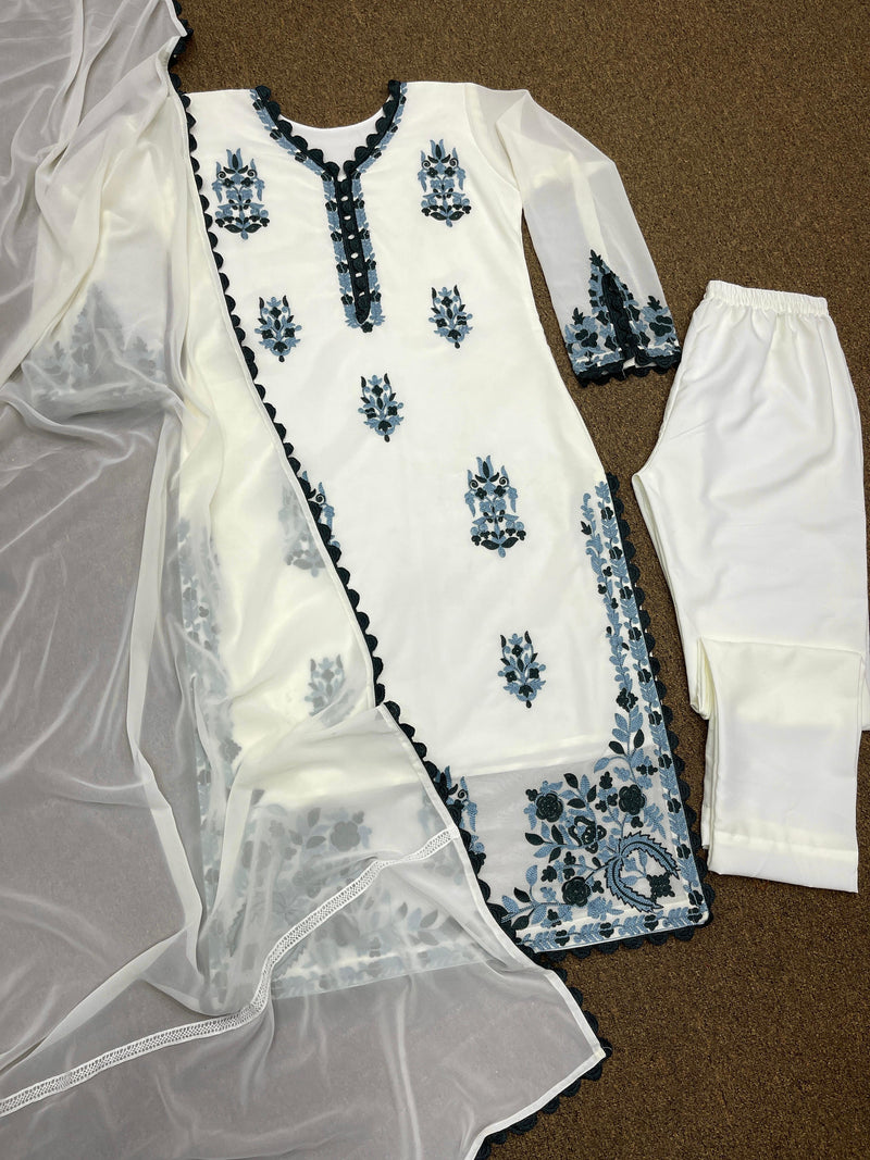 Hk D No 1547 Georgette With Fancy Designer Kurti With Bottom Collection