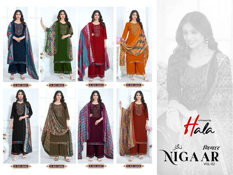Hala Nigaar Vol 2 Pure Rayon Embroidered Diamond Work Fancy Suit