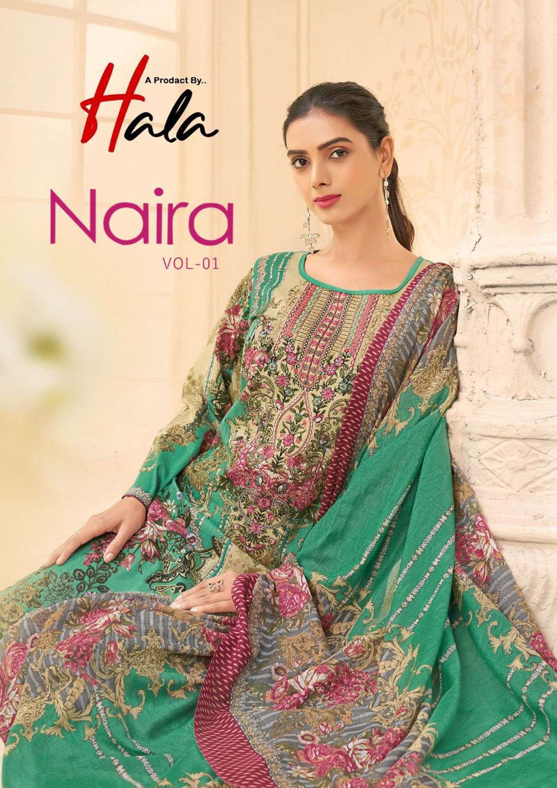 Hala Naira Vol 1 Pure Cotton Digital Print Self Embroidery Work Salwar Suit