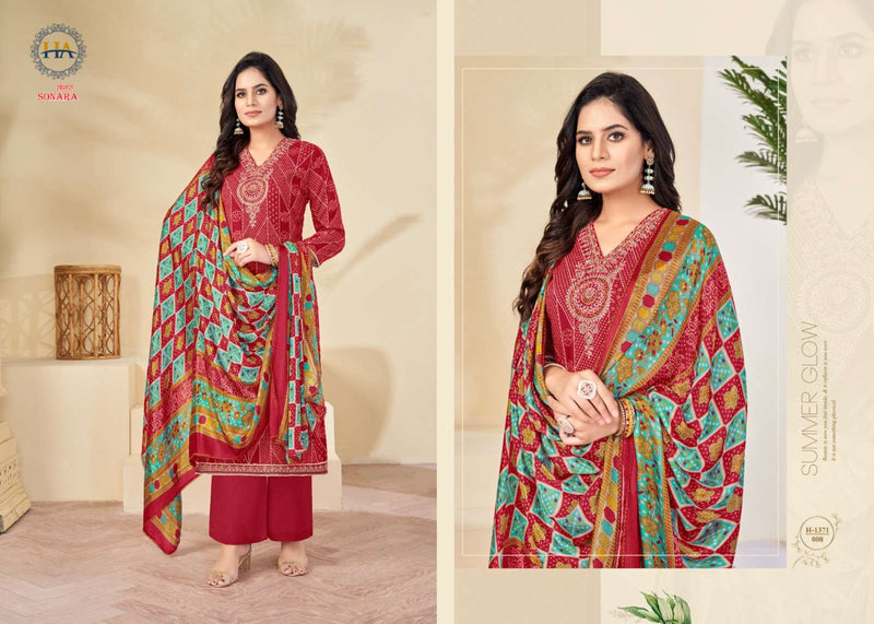 Harshit Fashion hub Sonara Viscose Digital Print With Fancy V-Neck Embroidery & Swarovski Diamond Work Salwar Suit