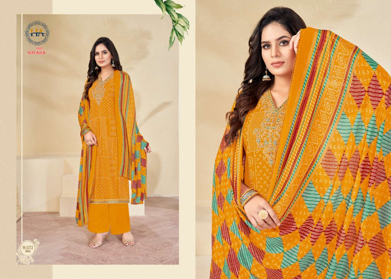 Harshit Fashion hub Sonara Viscose Digital Print With Fancy V-Neck Embroidery & Swarovski Diamond Work Salwar Suit
