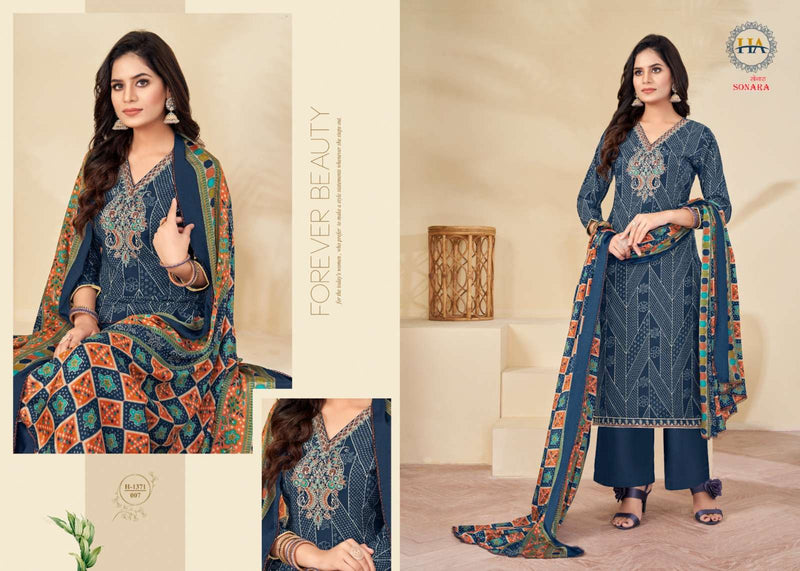 Harshit Fashion hub Sonara Viscose Digital Print With Fancy V-Neck Embroidery & Swarovski Diamond Work Salwar Suit