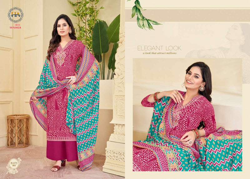 Harshit Fashion hub Sonara Viscose Digital Print With Fancy V-Neck Embroidery & Swarovski Diamond Work Salwar Suit