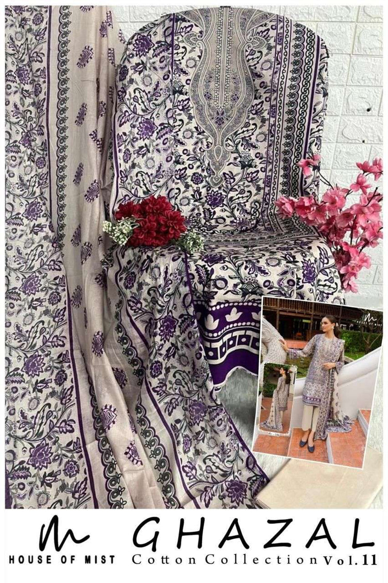 House Of Mist Ghazal Cotton Collection Vol 11 Pure Cotton Printed Karachi Suit