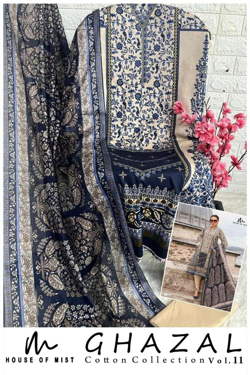 House Of Mist Ghazal Cotton Collection Vol 11 Pure Cotton Printed Karachi Suit