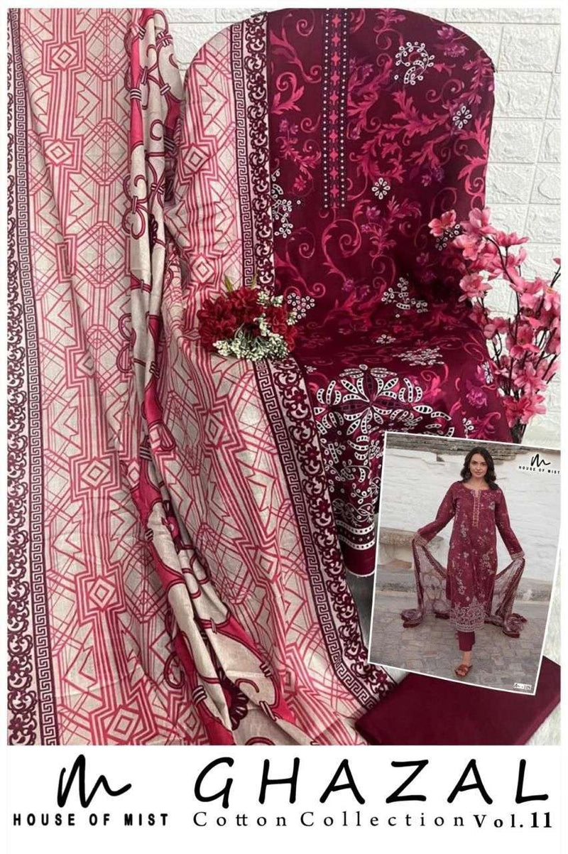 House Of Mist Ghazal Cotton Collection Vol 11 Pure Cotton Printed Karachi Suit