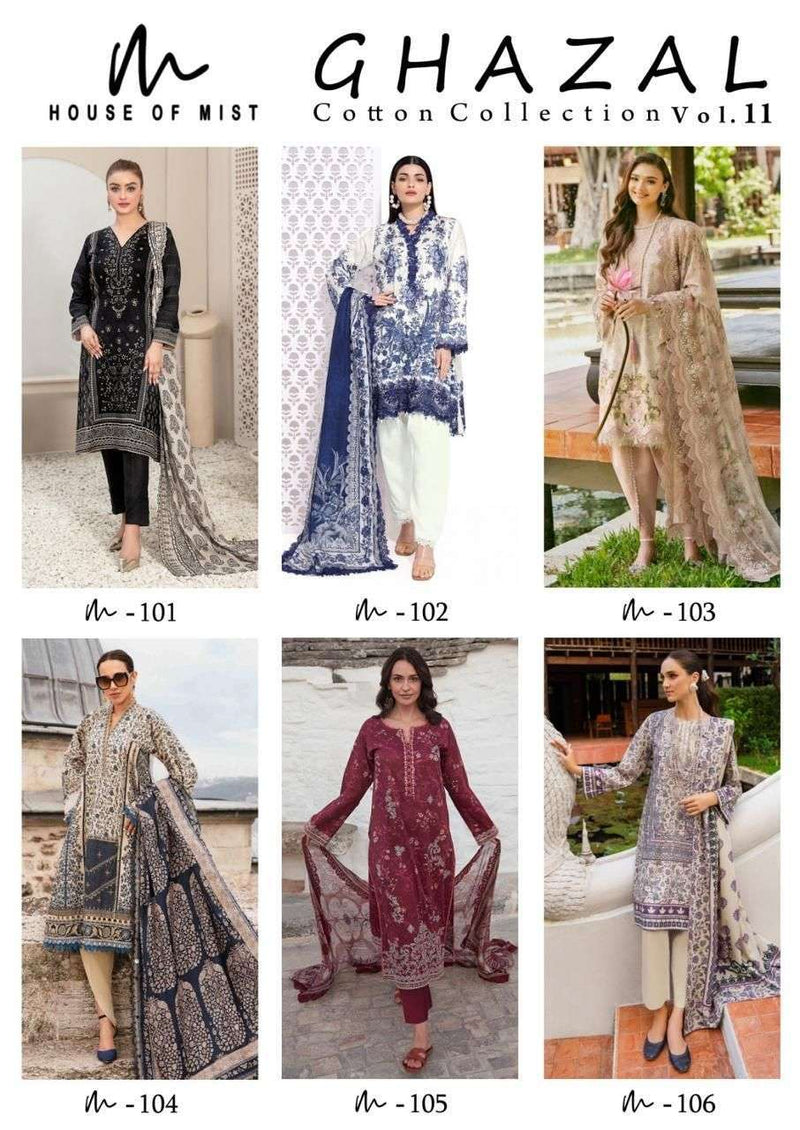 House Of Mist Ghazal Cotton Collection Vol 11 Pure Cotton Printed Karachi Suit
