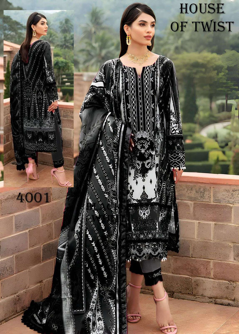 House Of Twist Black & White Cotton Digital Prints  With Exclusive Wear Salwar Suit