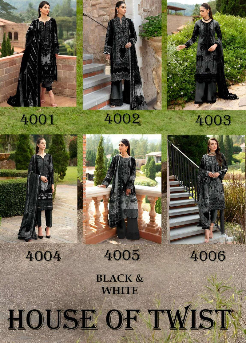 House Of Twist Black & White Cotton Digital Prints  With Exclusive Wear Salwar Suit
