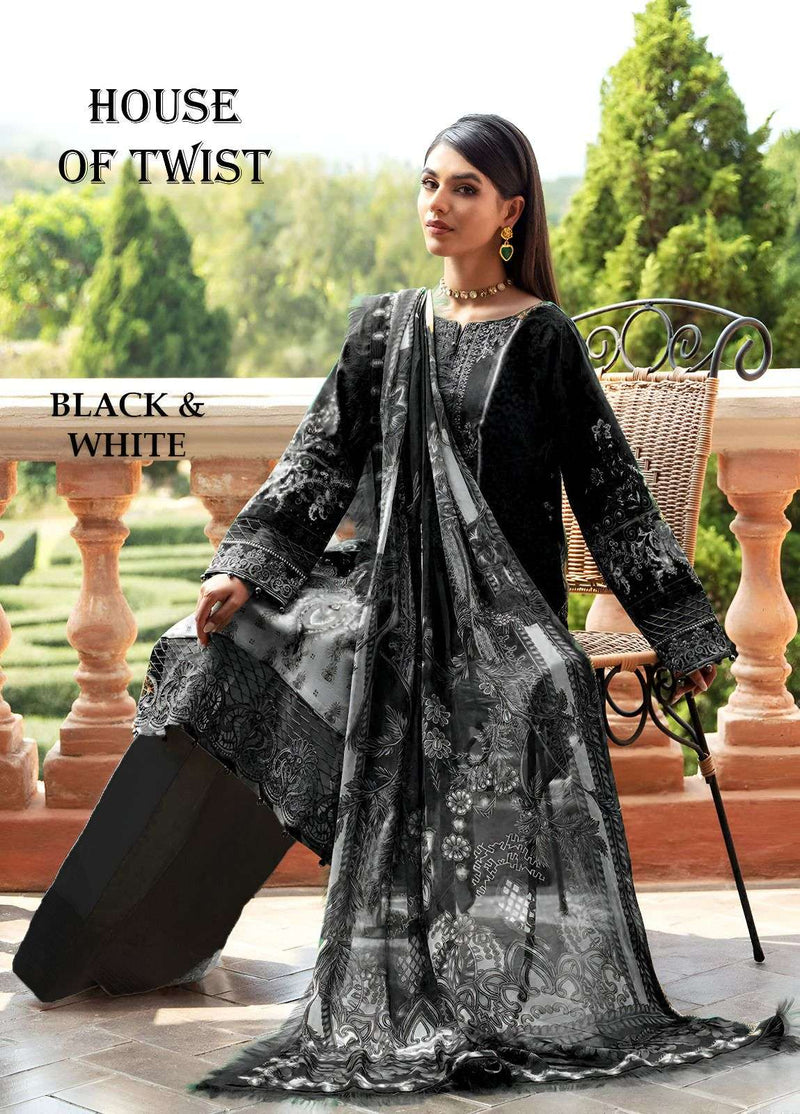 House Of Twist Black & White Cotton Digital Prints  With Exclusive Wear Salwar Suit