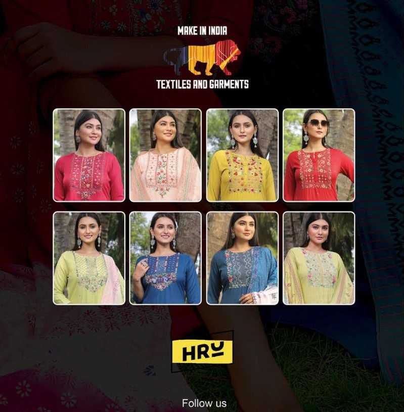 Hru Ramani Vol 13 Viscose Thread Embroidery With Digital Printed Handwork Kurti