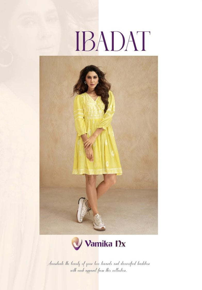 Vamika Nx Ibadat Rayon Fancy Thread Designer Short Kurti Collection