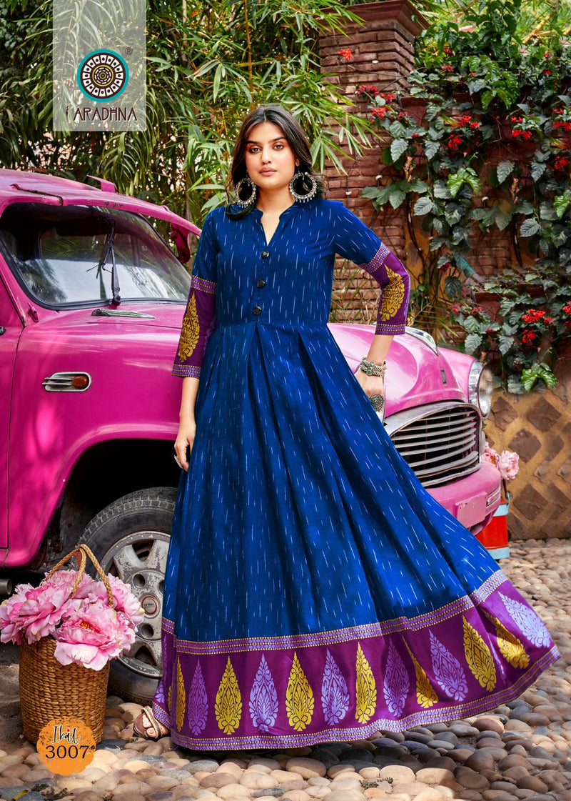 Aradhna Fashion Ikat Vol 3 Rayon Print With Fancy Designer Gown Kurtis