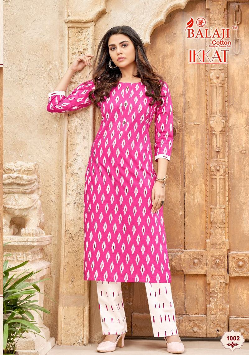 Balaji Cotton Ikkat Cotton Printed Tie Pattern Daily Wear Kurti