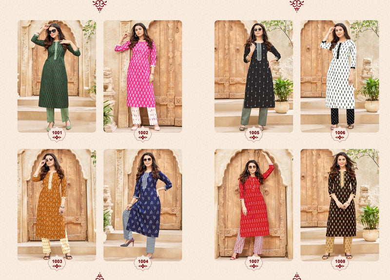 Balaji Cotton Ikkat Cotton Printed Tie Pattern Daily Wear Kurti