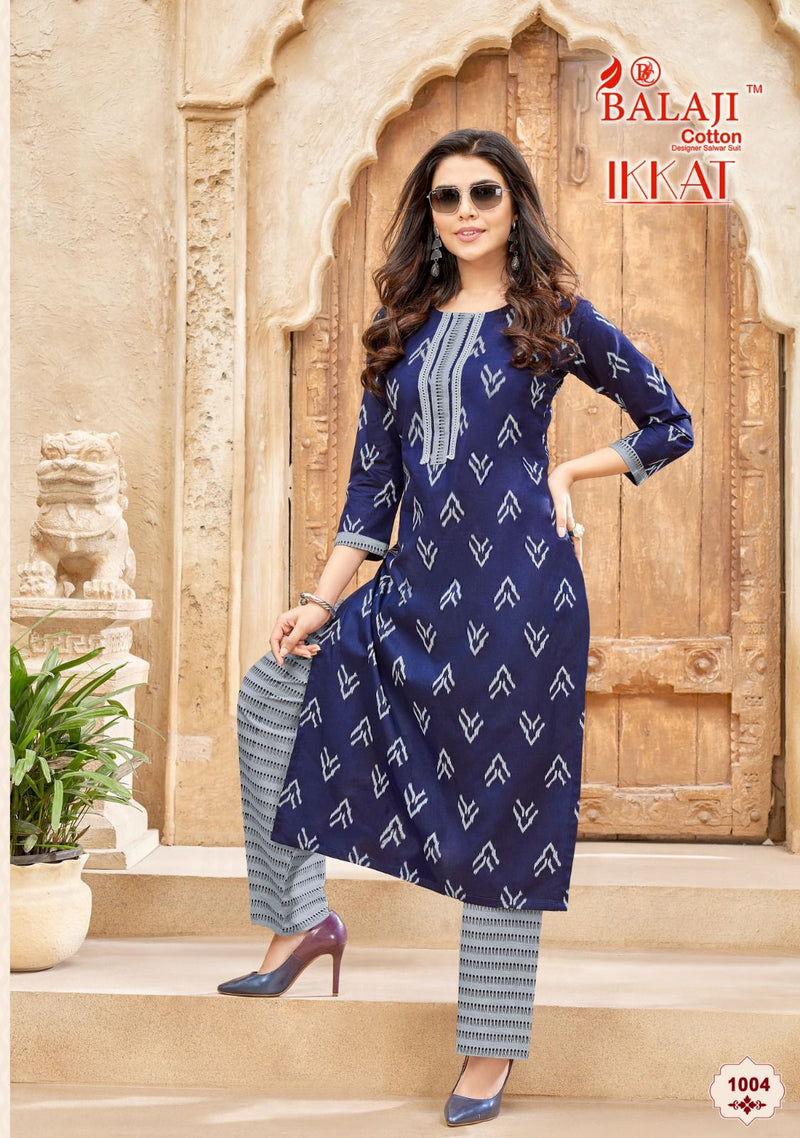 Balaji Cotton Ikkat Cotton Printed Tie Pattern Daily Wear Kurti
