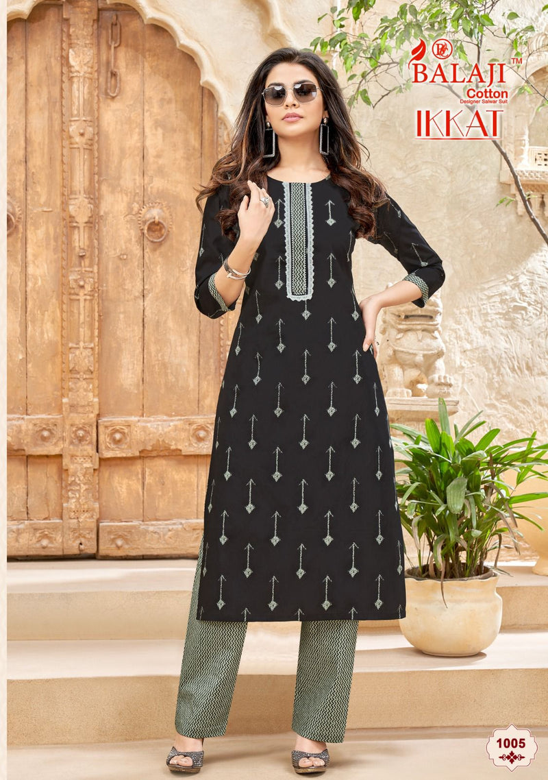 Balaji Cotton Ikkat Cotton Printed Tie Pattern Daily Wear Kurti