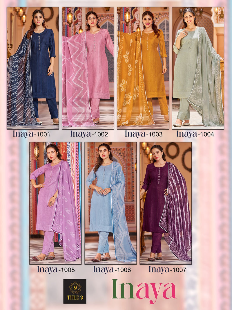 Title 9 Inaya Silk Fancy Sequence Work Designer Fancy Kurti Combo Set
