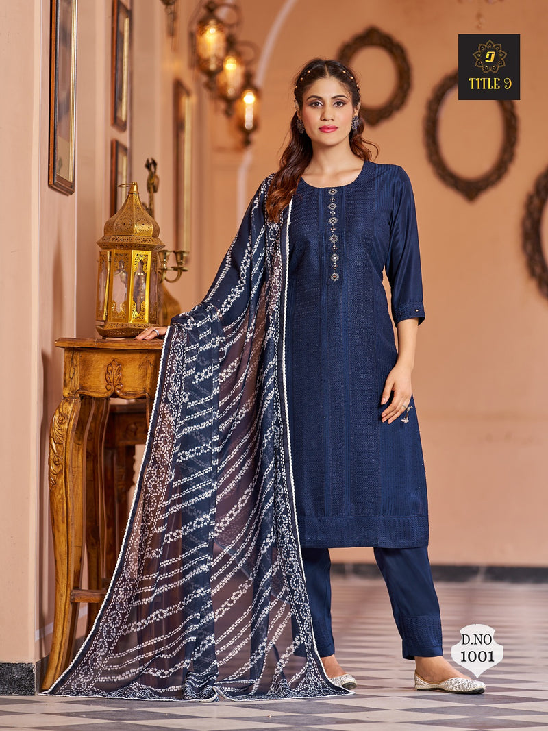 Title 9 Inaya Silk Fancy Sequence Work Designer Fancy Kurti Combo Set