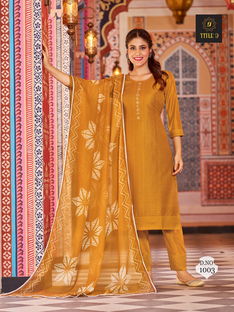 Title 9 Inaya Silk Fancy Sequence Work Designer Fancy Kurti Combo Set