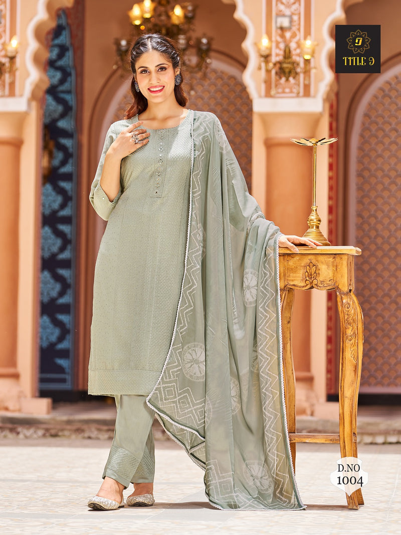 Title 9 Inaya Silk Fancy Sequence Work Designer Fancy Kurti Combo Set