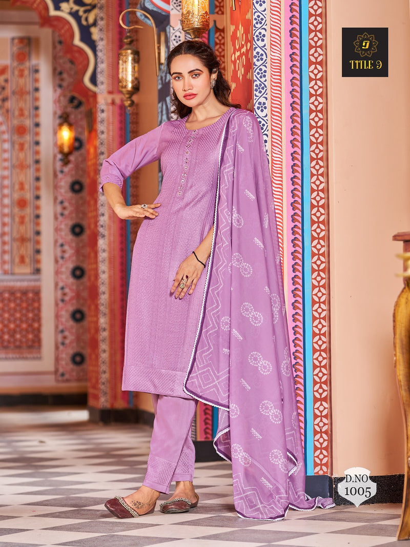 Title 9 Inaya Silk Fancy Sequence Work Designer Fancy Kurti Combo Set