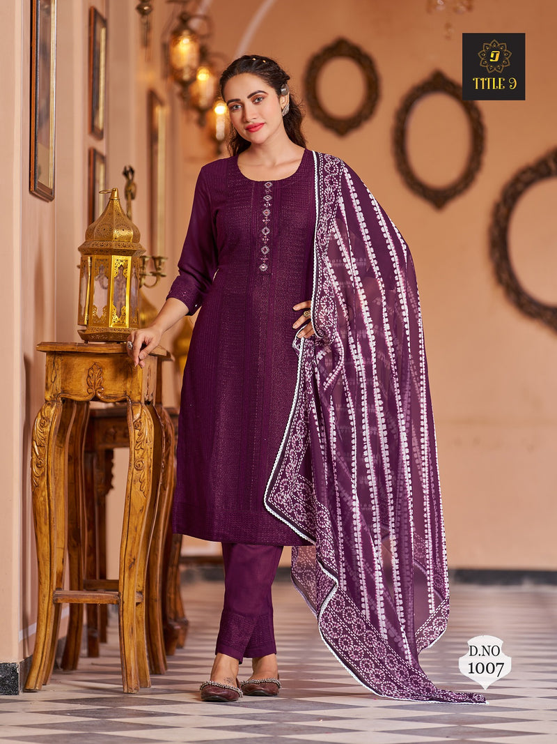 Title 9 Inaya Silk Fancy Sequence Work Designer Fancy Kurti Combo Set