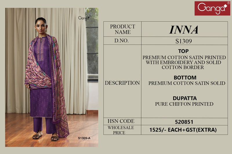 Ganga Inna 1316 Fancy Amazing Print With Work Salwar Kameez Materials