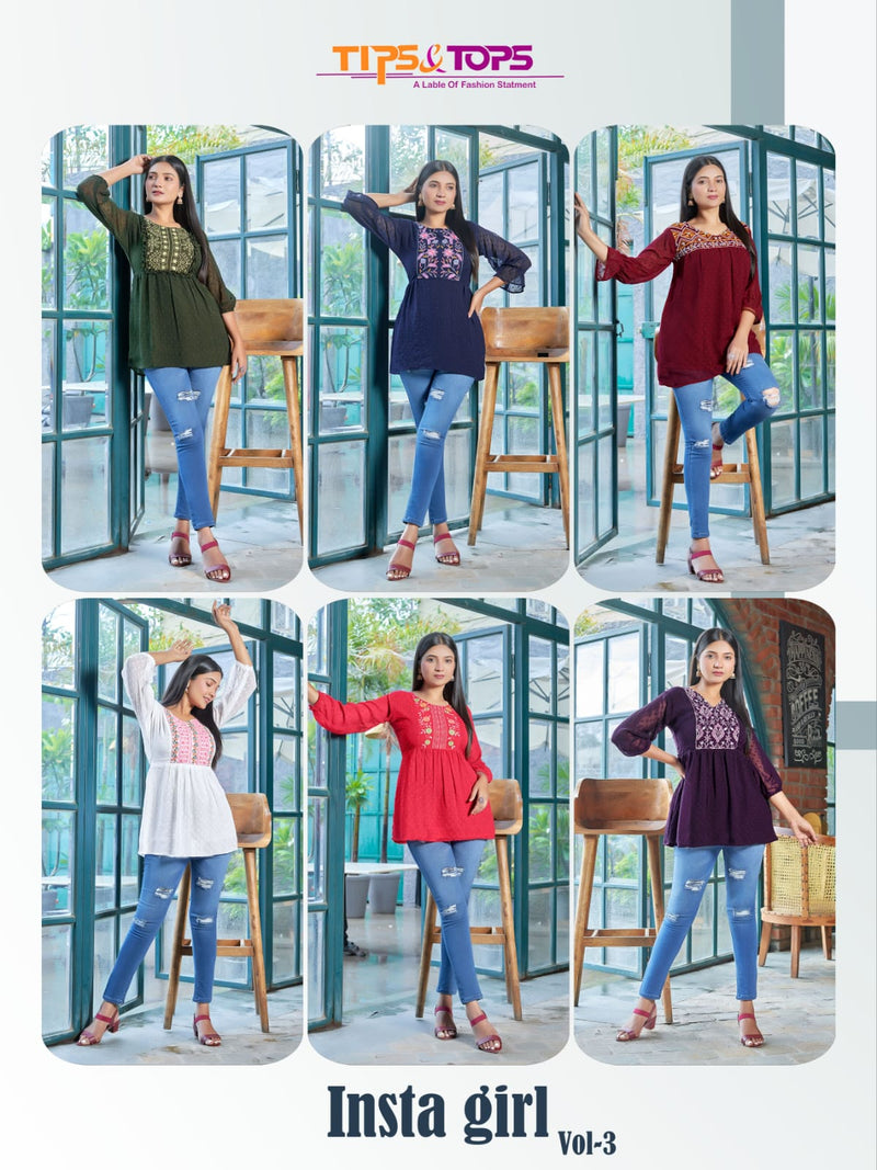 Tips And Tops Insta Girl Vol 3 Georgette Butti Fabric Western Wear Tops