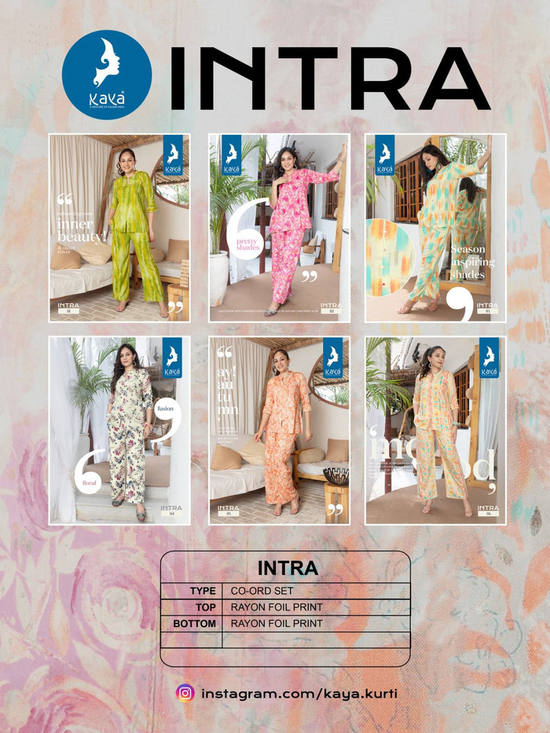 Kaya Intra Rayon Printed Top With Bottom Western Cord Sets