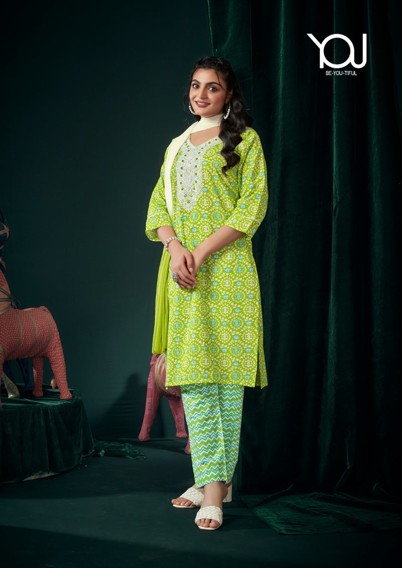 Wanna Ishika Cotton Designer Embroidery Readymade Kurti With Pant Collection