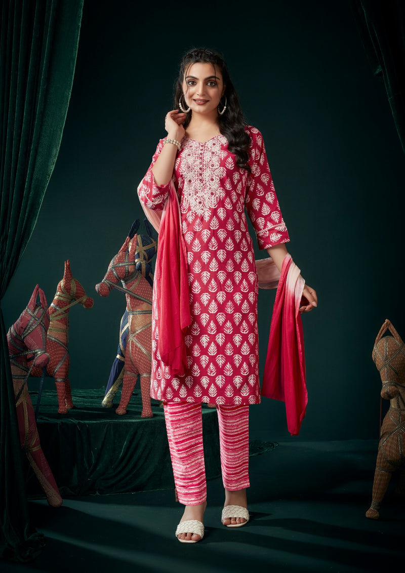 Wanna Ishika Cotton Designer Embroidery Readymade Kurti With Pant Collection