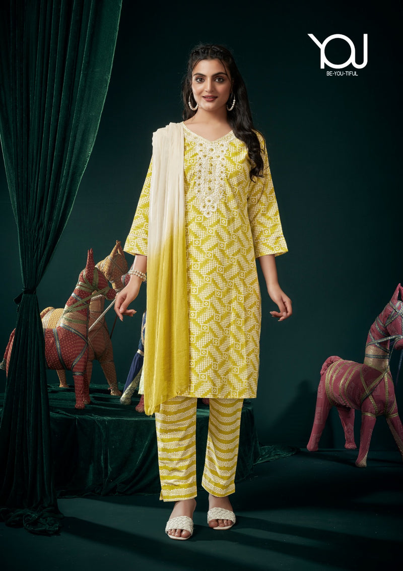 Wanna Ishika Cotton Designer Embroidery Readymade Kurti With Pant Collection