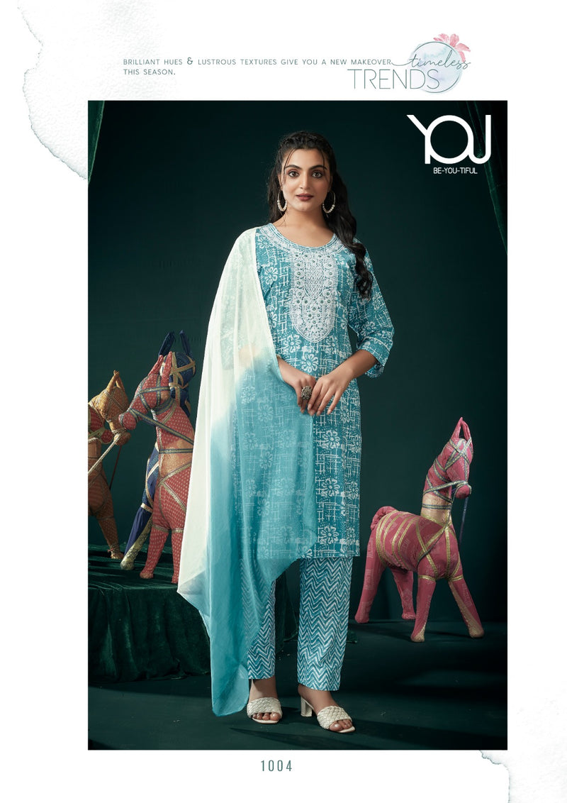Wanna Ishika Cotton Designer Embroidery Readymade Kurti With Pant Collection