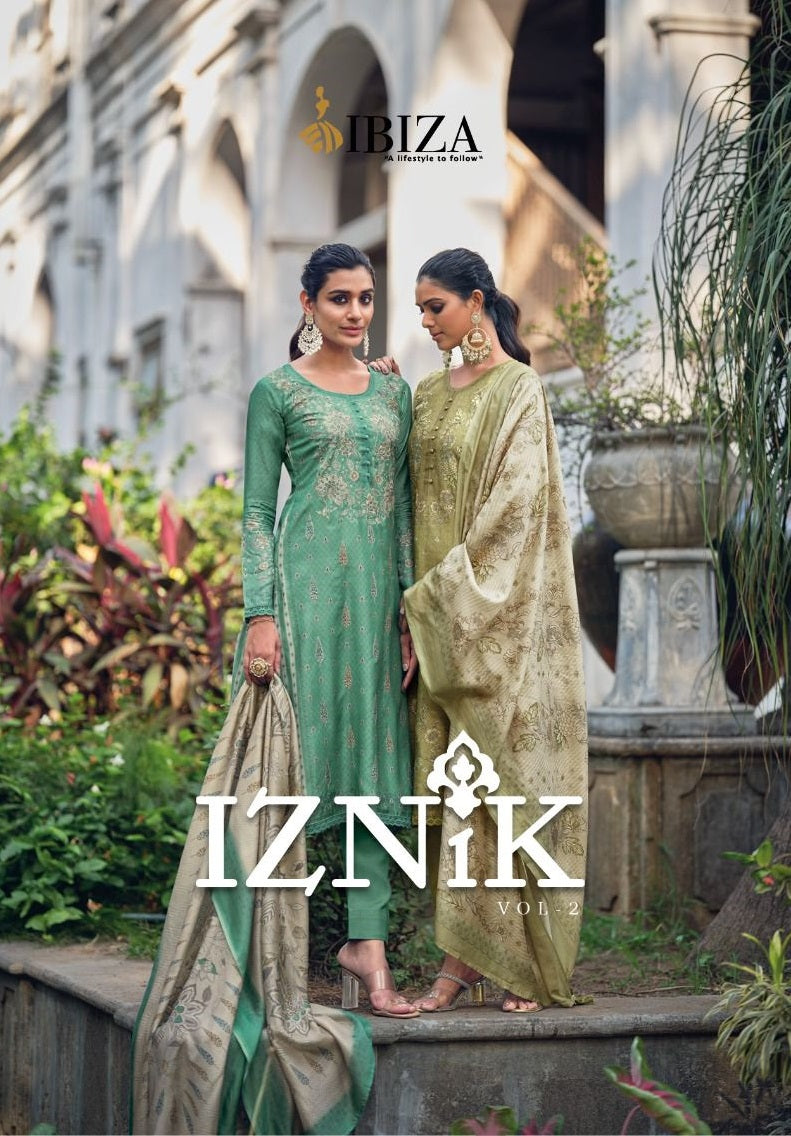 Biza Iznik Vol 2 Muslin Digital Print With Beautiful Hand Work Designer Suits