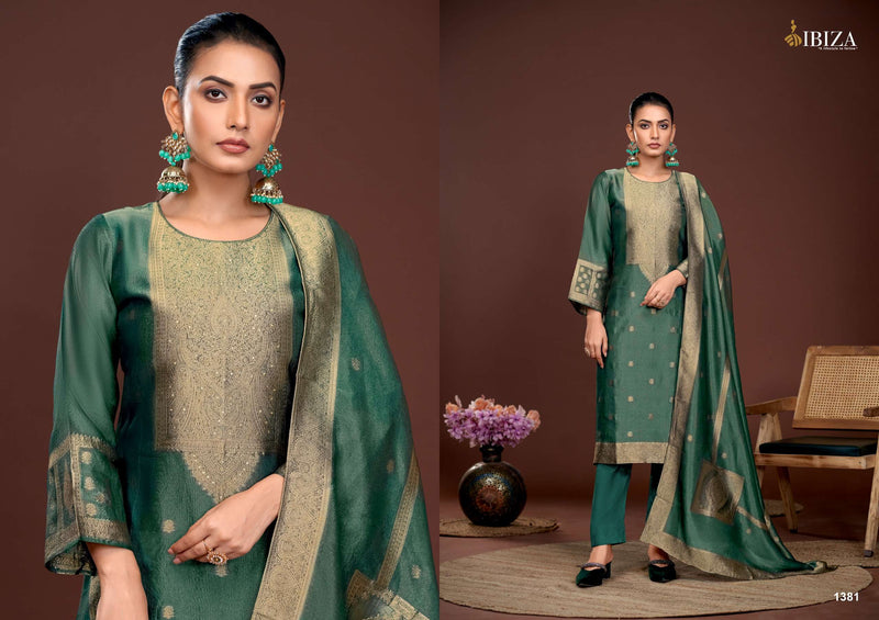 Ibiza Parthi Pure Banglory Silk Jacquard Handwork Salwar Suit