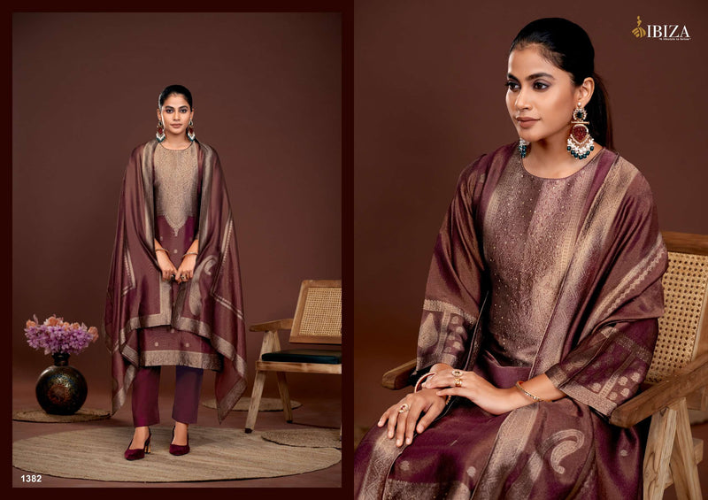 Ibiza Parthi Pure Banglory Silk Jacquard Handwork Salwar Suit