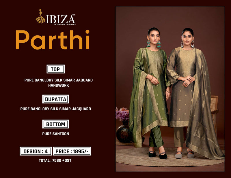 Ibiza Parthi Pure Banglory Silk Jacquard Handwork Salwar Suit